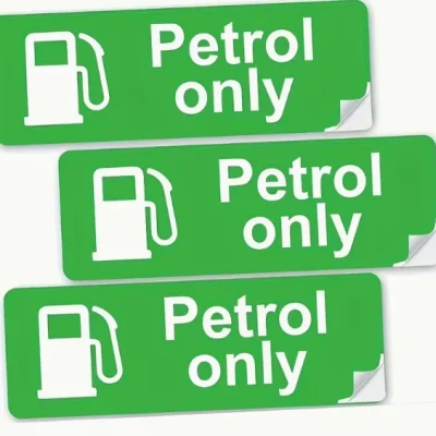 3 x petrol fuel cap stickers