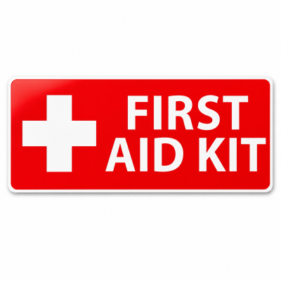 First Aid Kit Sticker 10.2cm x 4cm – Waterproof Gloss Vinyl Sign