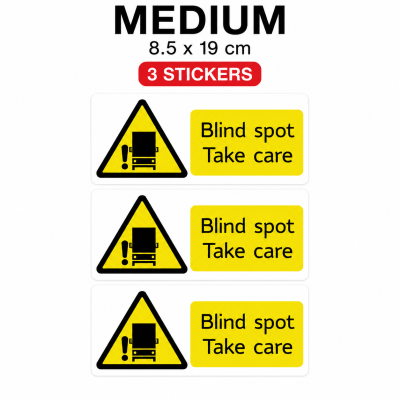 Blind Spot Take Care Stickers Waterproof Vehicle Warning Labels – Medium Pack – 3 Stickers – 8.5 × 19 cm
