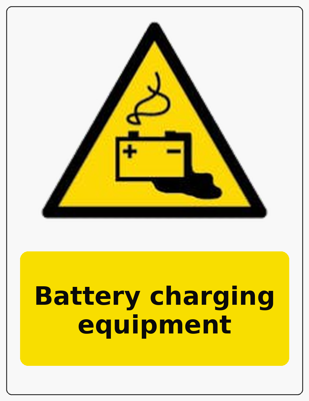 Battery charging equipment portrait battery warning sticker