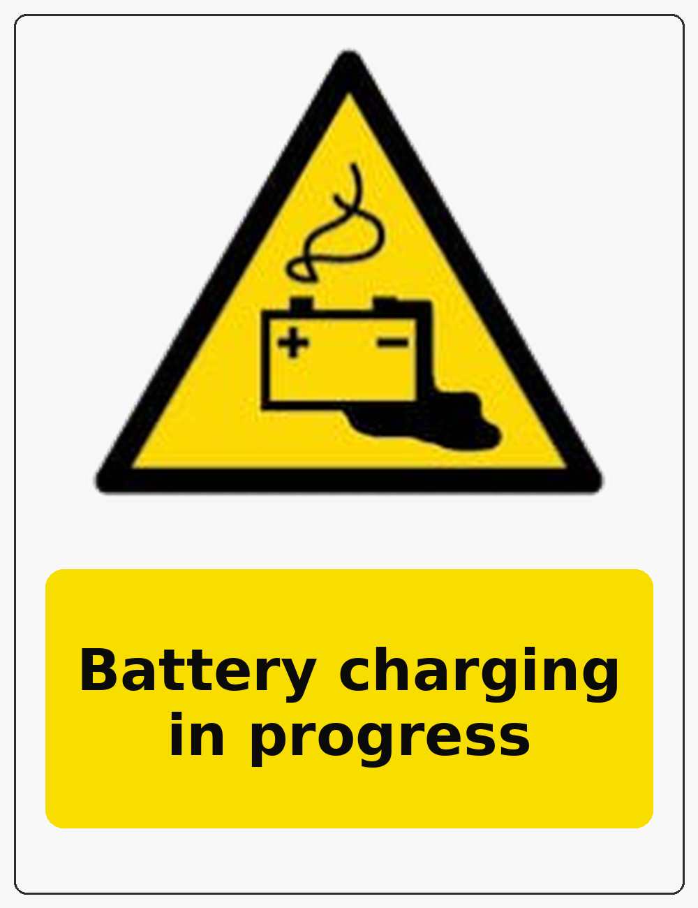 Battery charging in progress portrait battery warning sticker