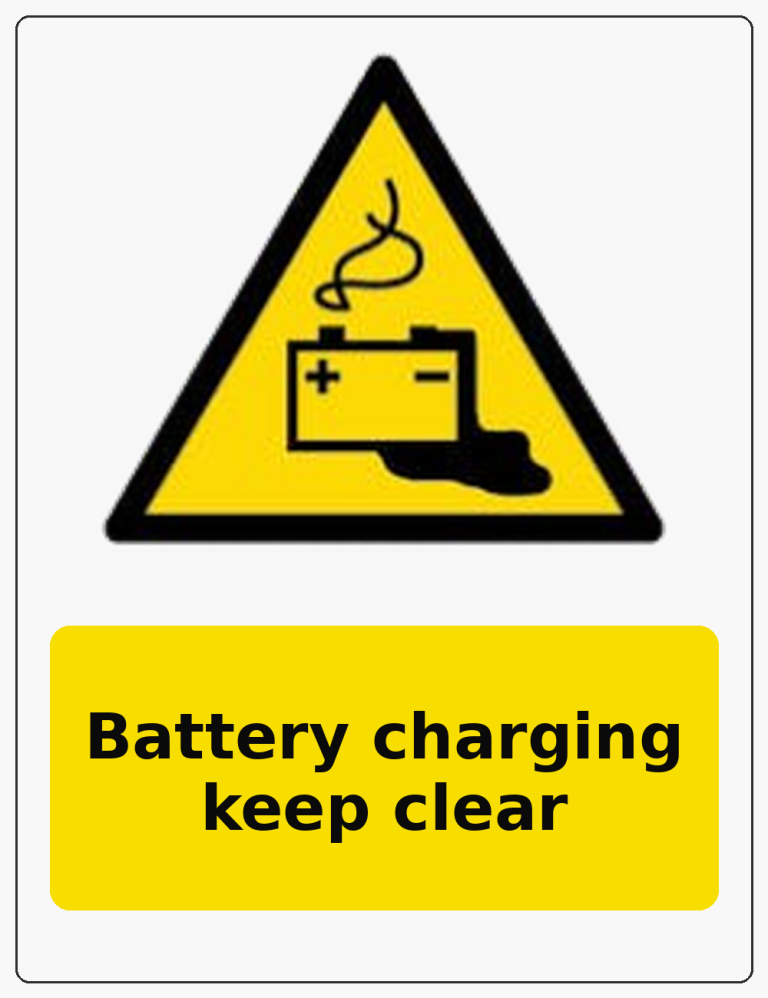 Battery charging keep clear portrait battery warning sticker