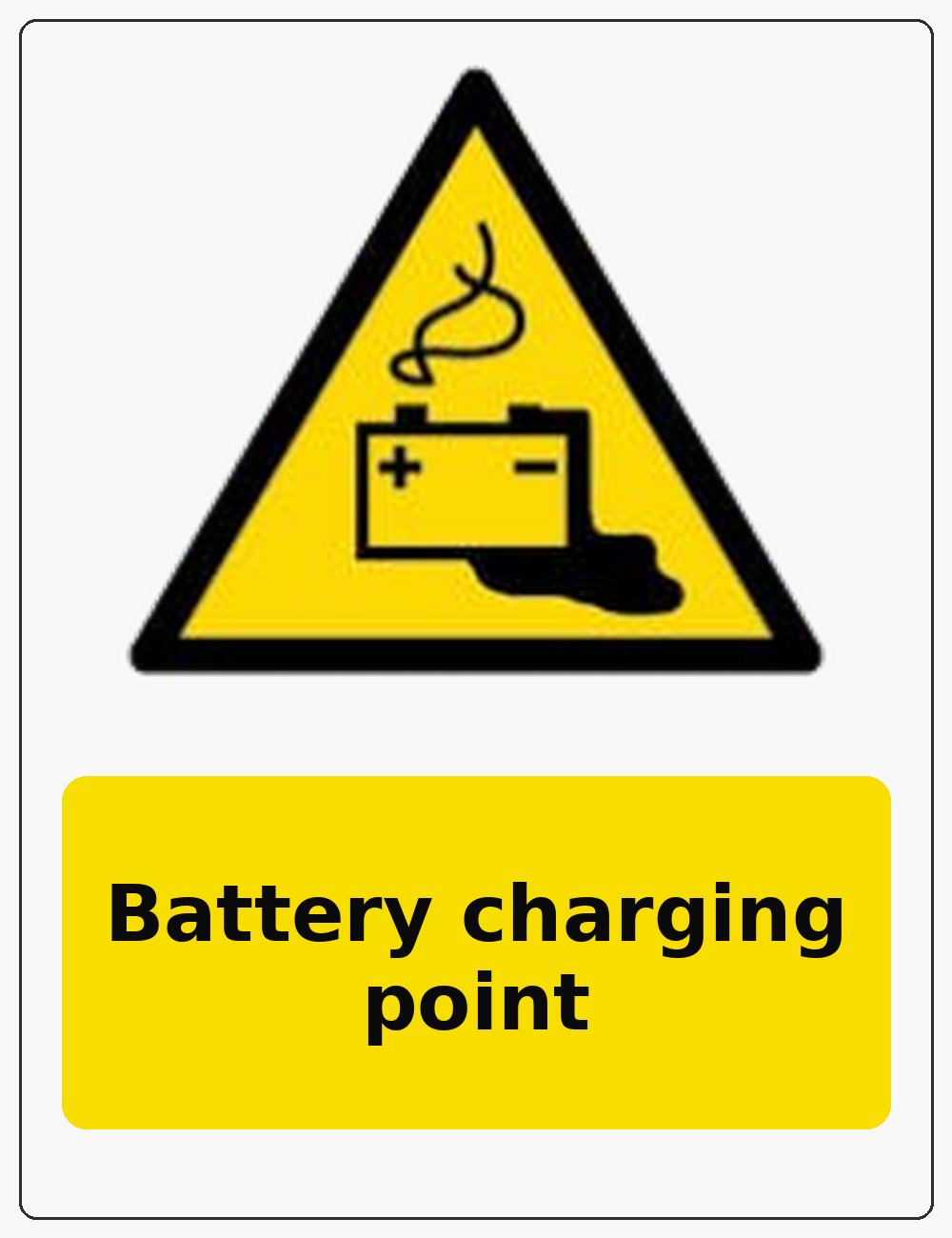 Battery charging point portrait battery warning sticker