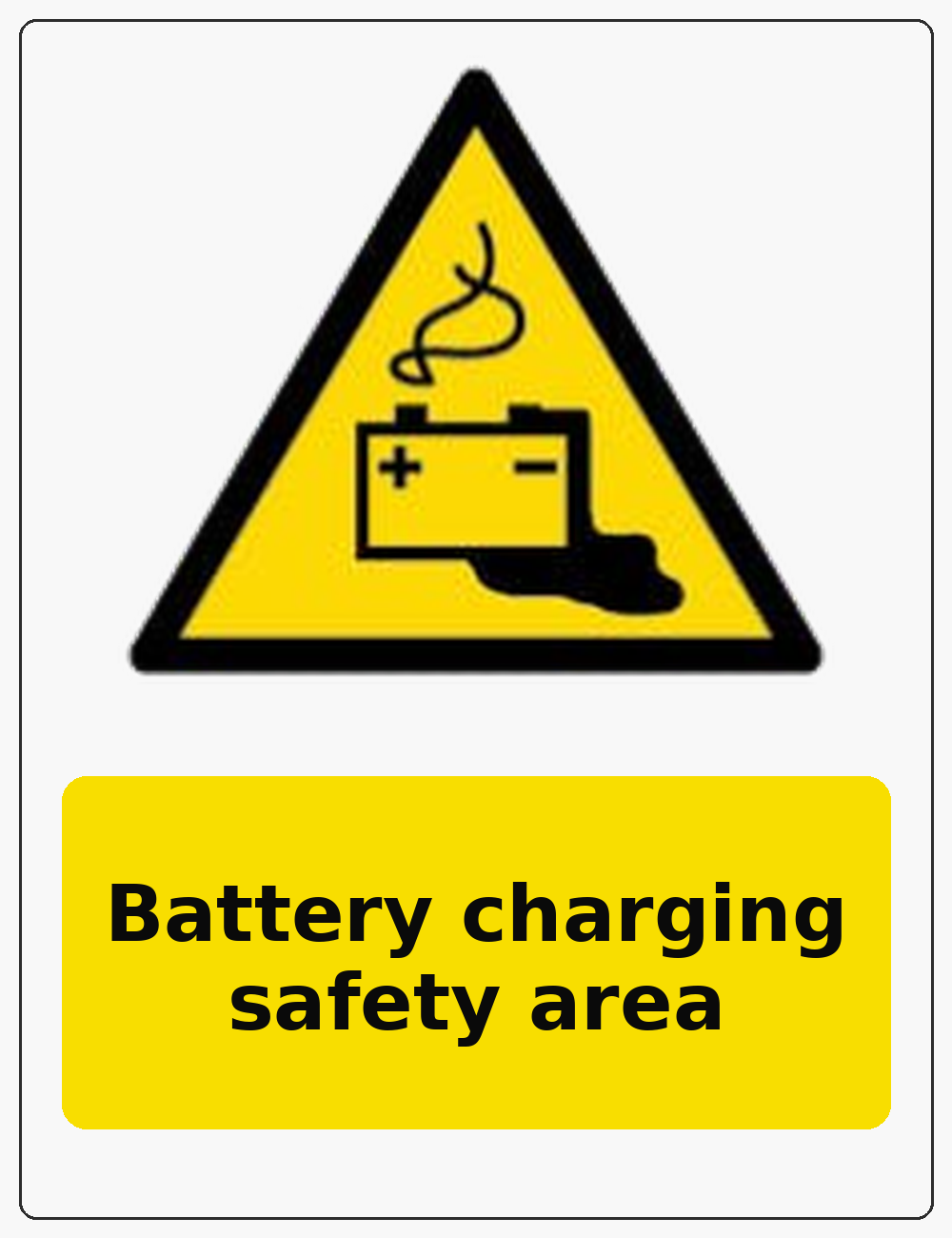 Battery charging safety area portrait battery warning sticker