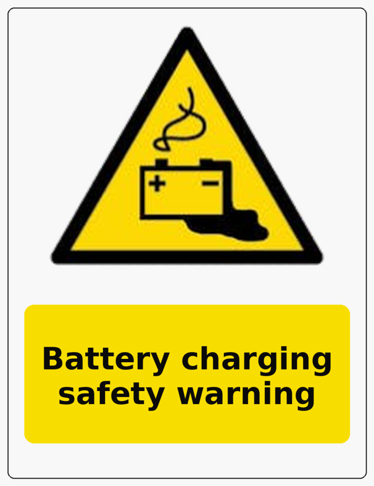 Battery charging safety warning portrait battery warning sticker