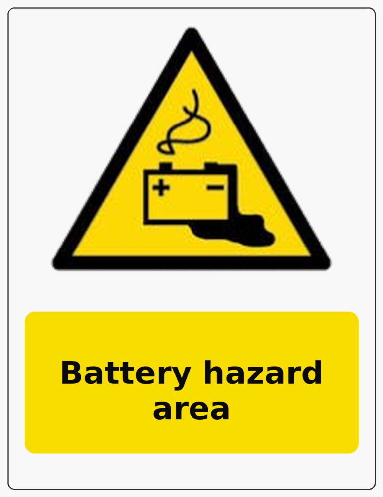 Battery hazard area portrait battery warning sticker