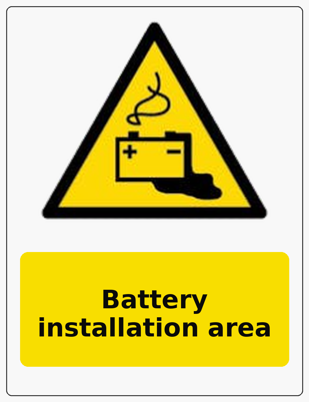 Battery installation area portrait battery warning sticker