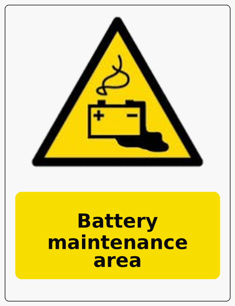 Battery maintenance area portrait battery warning sticker
