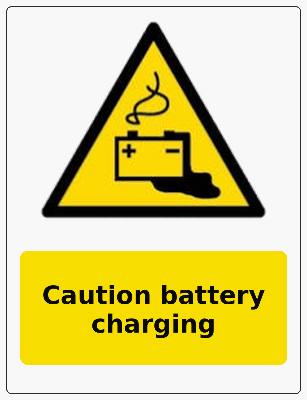 Caution battery charging portrait battery warning sticker