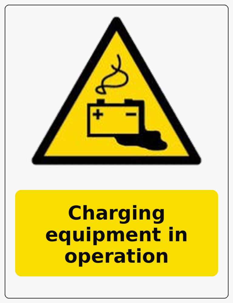 Charging equipment in operation portrait battery warning sticker