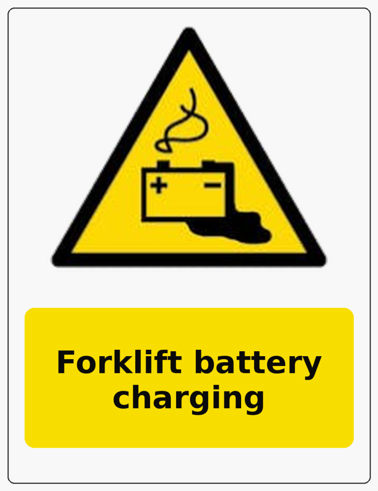 Forklift battery charging portrait battery warning sticker
