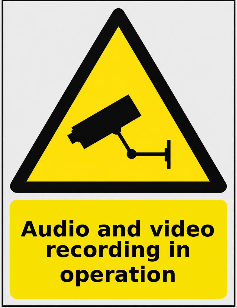 Audio and video recording in operation portrait CCTV warning sticker
