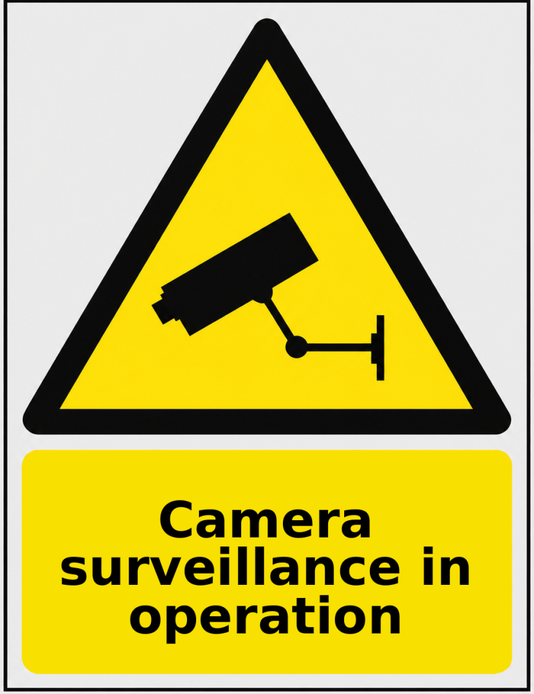Camera surveillance in operation portrait CCTV warning sticker