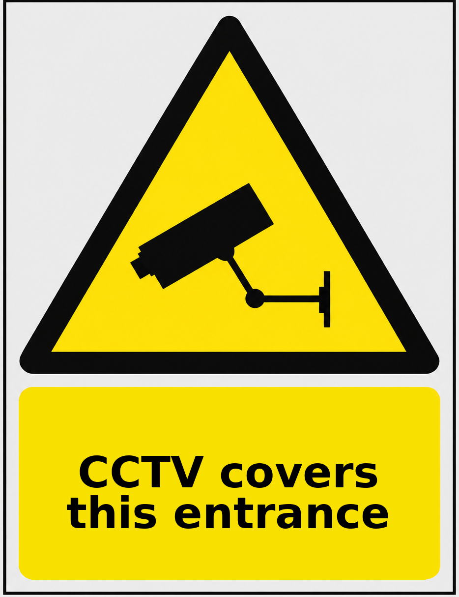CCTV covers this entrance portrait CCTV warning sticker