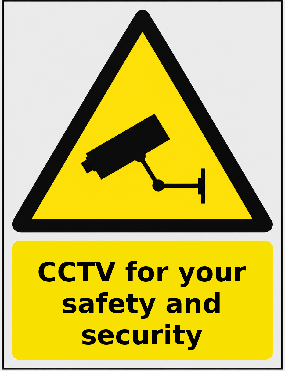 CCTV for your safety and security portrait CCTV warning sticker