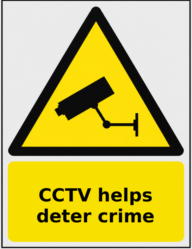 CCTV helps deter crime portrait CCTV warning sticker