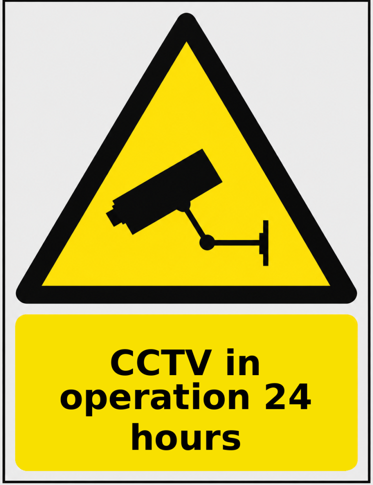 CCTV in operation 24 hours portrait CCTV warning sticker