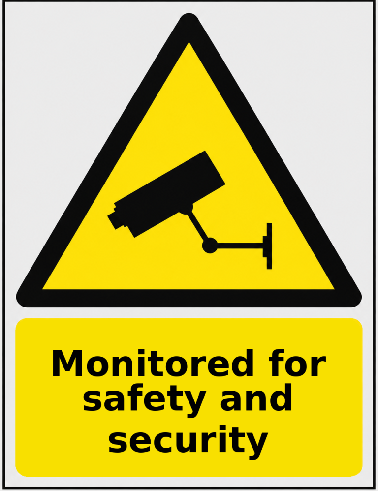 Monitored for safety and security portrait CCTV warning sticker