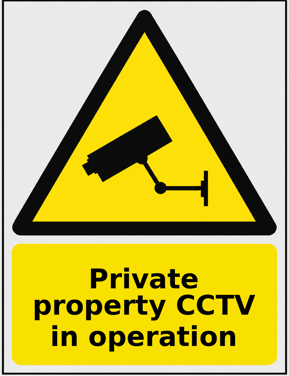 Private property CCTV in operation portrait CCTV warning sticker