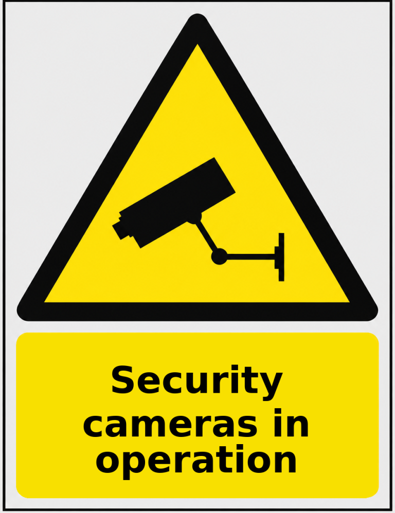 Security cameras in operation portrait CCTV warning sticker