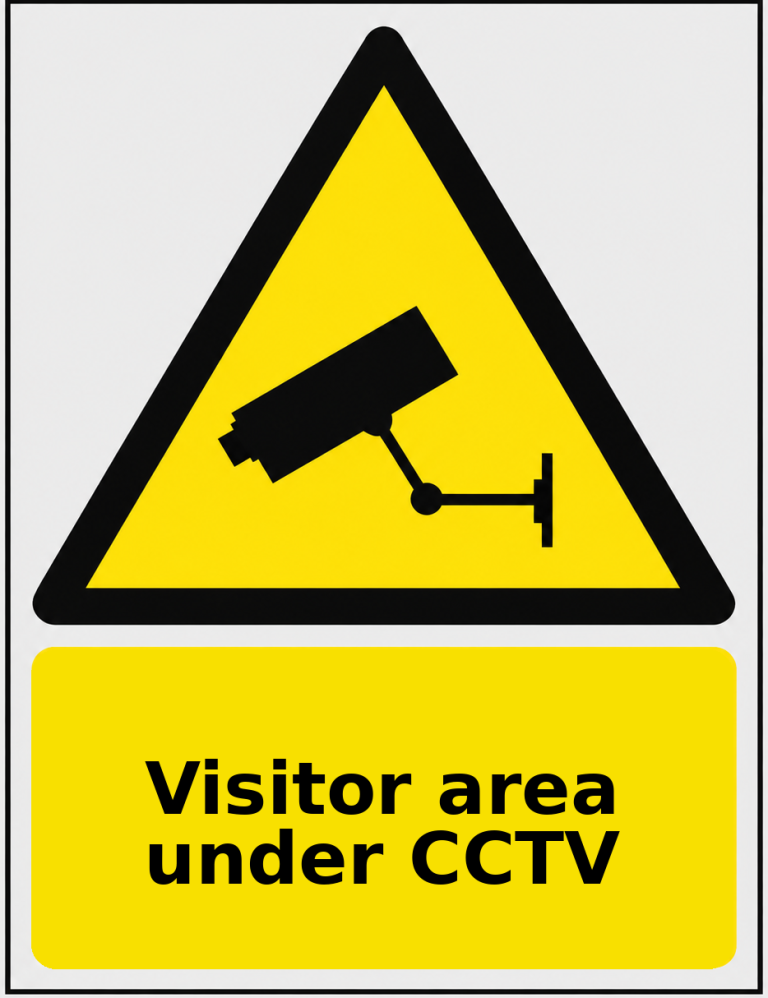 Visitor area under CCTV portrait CCTV warning sticker