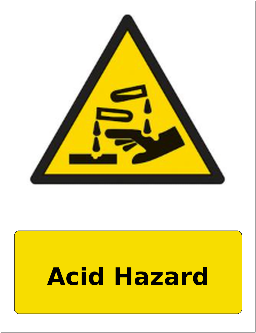 Acid Hazard portrait corrosive hazard warning sticker
