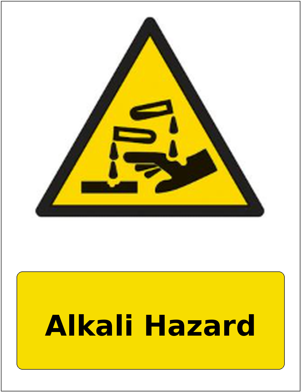 Alkali Hazard portrait corrosive hazard warning sticker