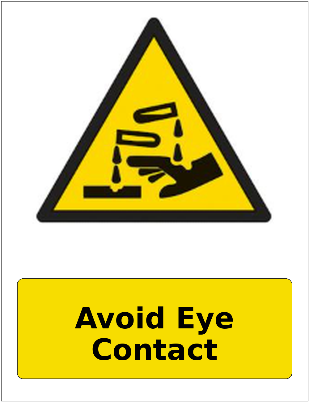 Avoid Eye Contact portrait corrosive hazard warning sticker