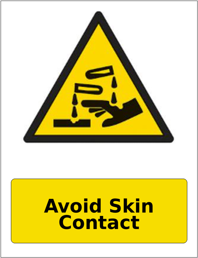 Avoid Skin Contact portrait corrosive hazard warning sticker