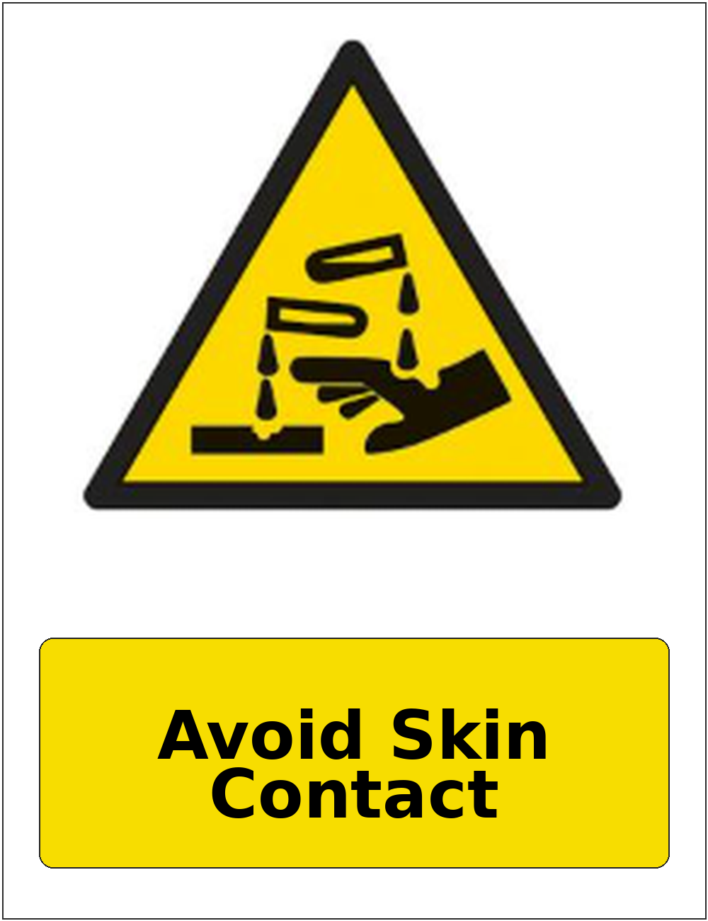 Avoid Skin Contact portrait corrosive hazard warning sticker