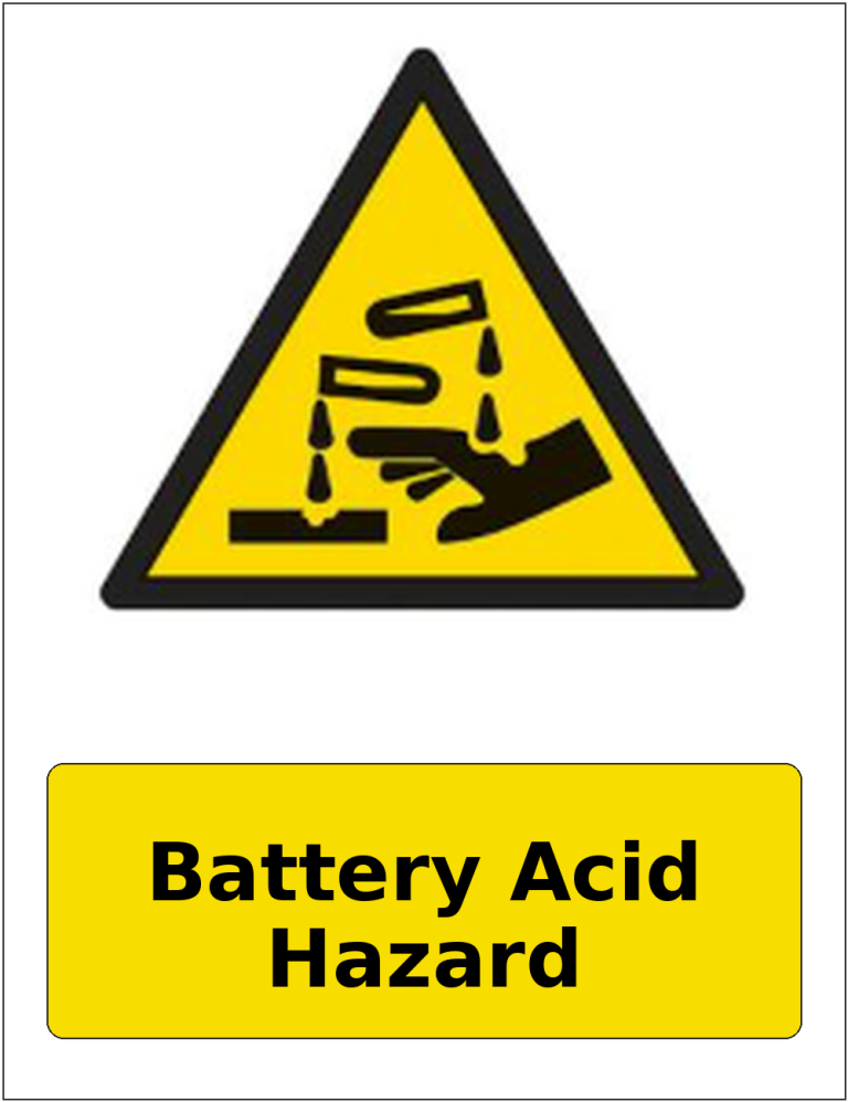Battery Acid Hazard portrait corrosive hazard warning sticker
