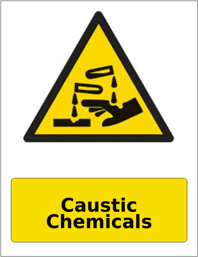Caustic Chemicals portrait corrosive hazard warning sticker