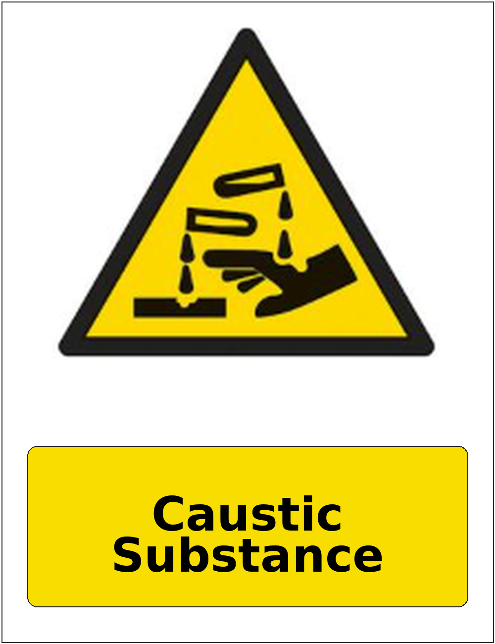 Caustic Substance portrait corrosive hazard warning sticker