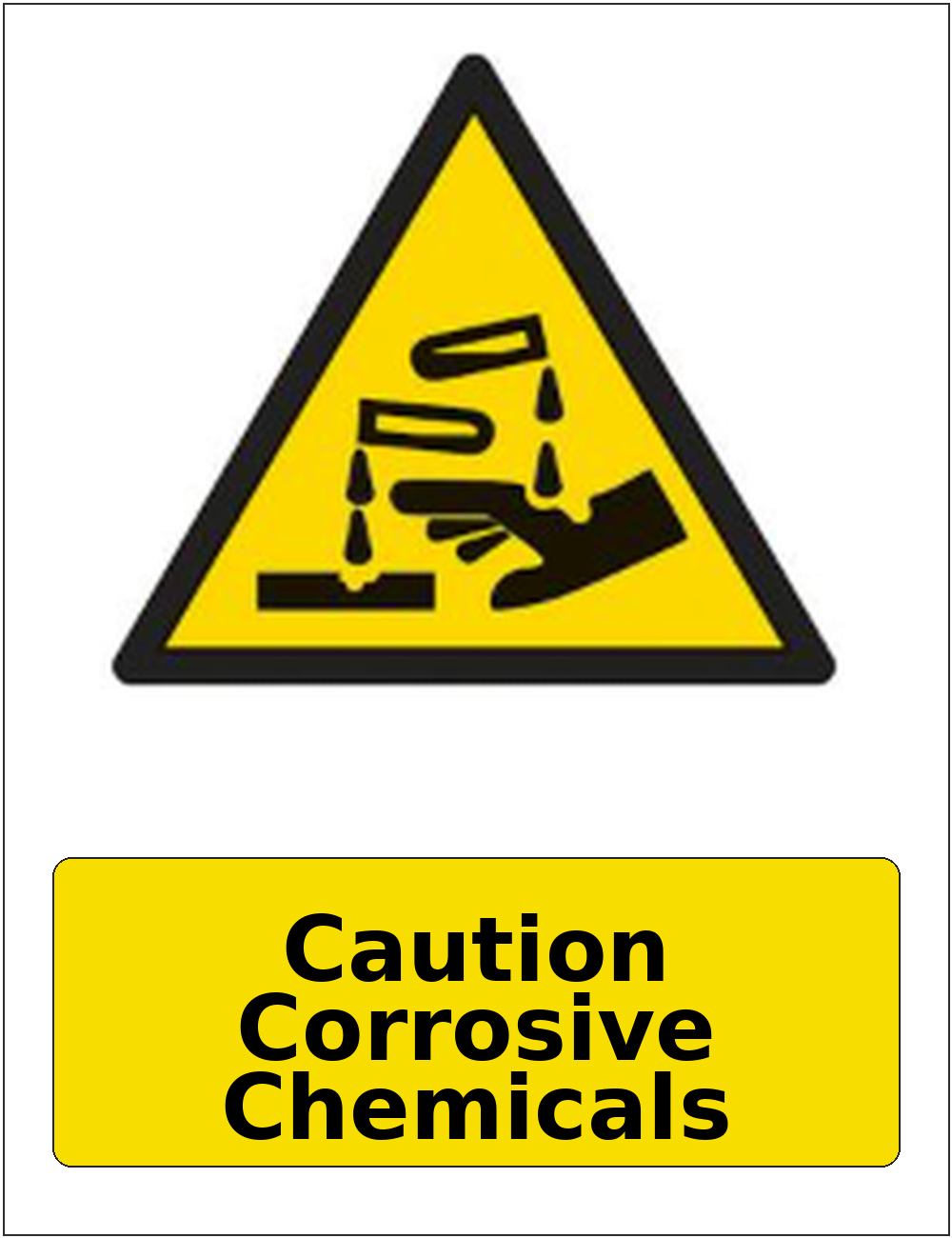 Caution Corrosive Chemicals portrait corrosive hazard warning sticker