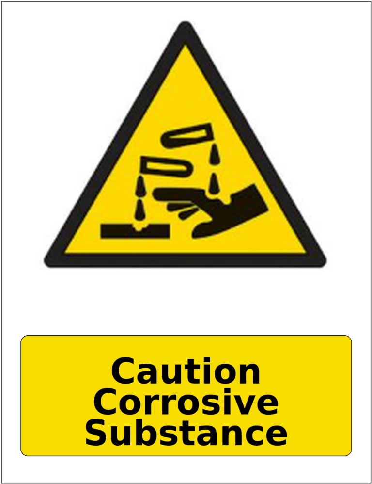 Caution Corrosive Substance portrait corrosive hazard warning sticker