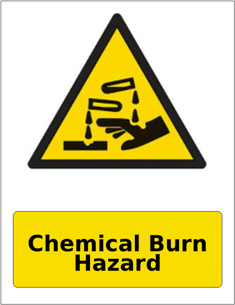 Chemical Burn Hazard portrait corrosive hazard warning sticker