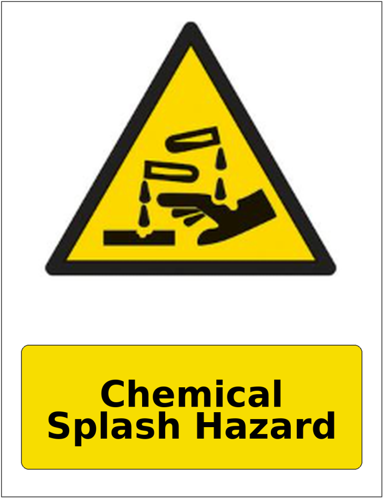 Chemical Splash Hazard portrait corrosive hazard warning sticker
