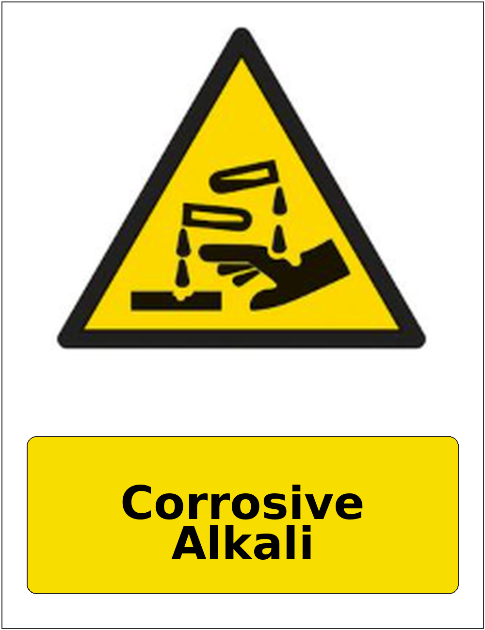 Corrosive Alkali portrait corrosive hazard warning sticker