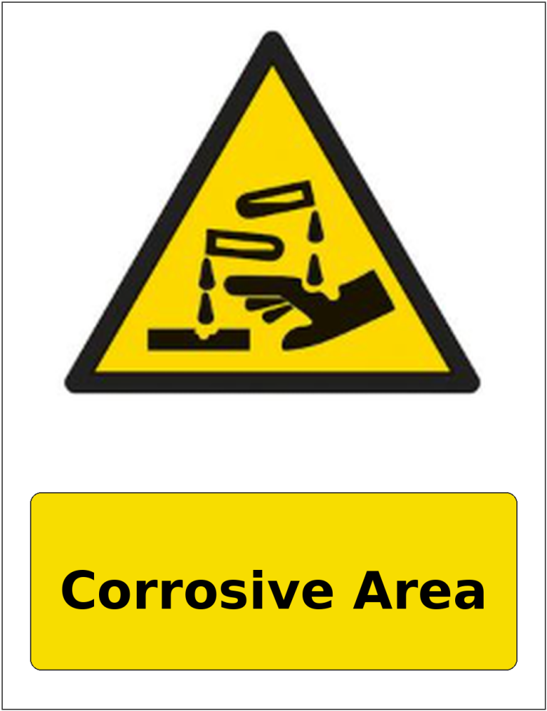 Corrosive Area portrait corrosive hazard warning sticker