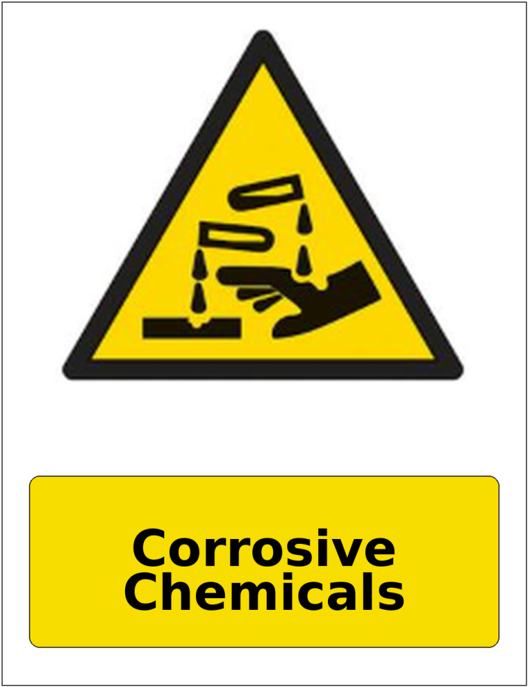 Corrosive Chemicals portrait corrosive hazard warning sticker