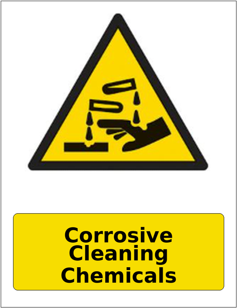 Corrosive Cleaning Chemicals portrait corrosive hazard warning sticker