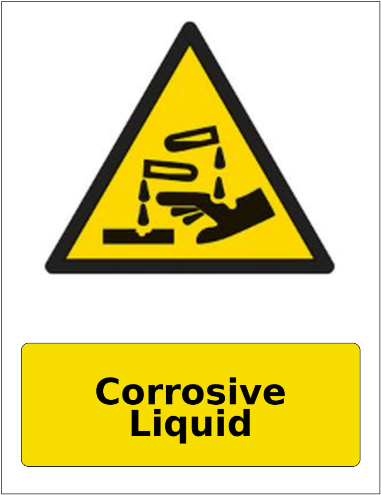 Corrosive Liquid portrait corrosive hazard warning sticker