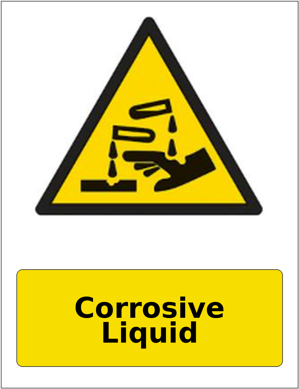 Corrosive Liquid portrait corrosive hazard warning sticker