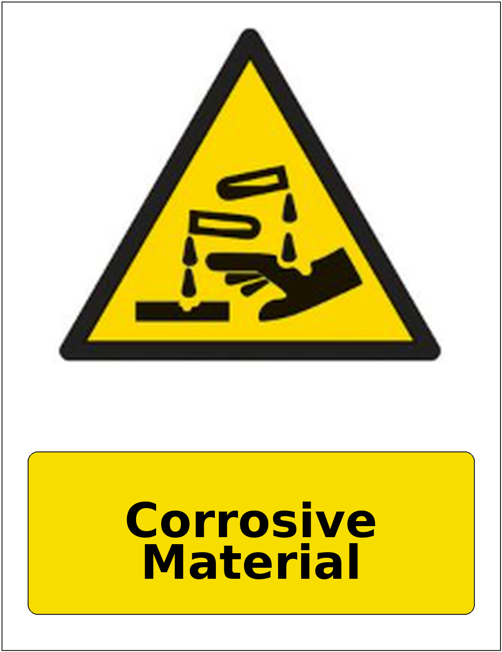 Corrosive Material portrait corrosive hazard warning sticker