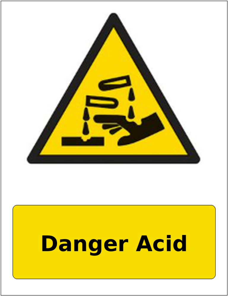 Danger Acid portrait corrosive hazard warning sticker