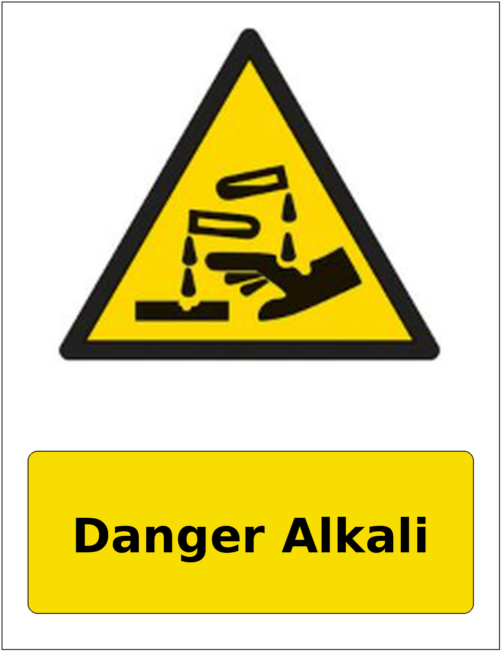 Danger Alkali portrait corrosive hazard warning sticker