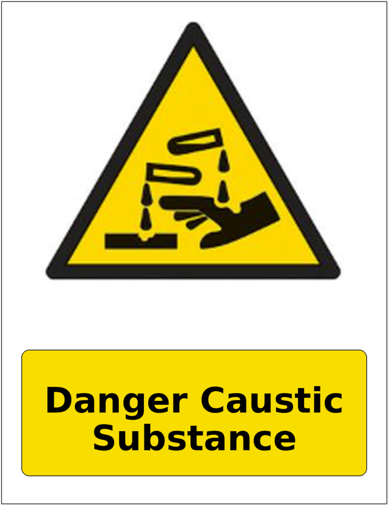 Danger Caustic Substance portrait corrosive hazard warning sticker