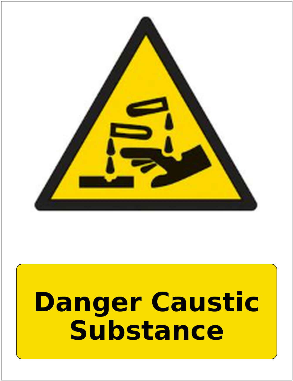 Danger Caustic Substance portrait corrosive hazard warning sticker