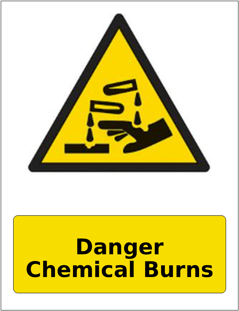 Danger Chemical Burns portrait corrosive hazard warning sticker