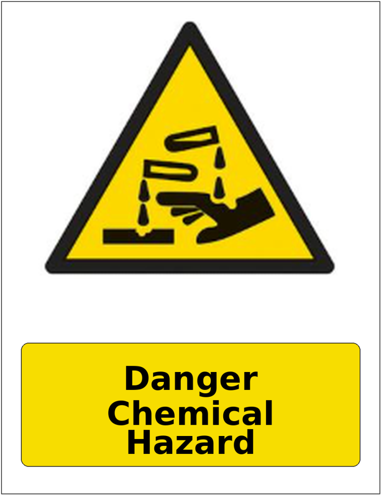 Danger Chemical Hazard portrait corrosive hazard warning sticker